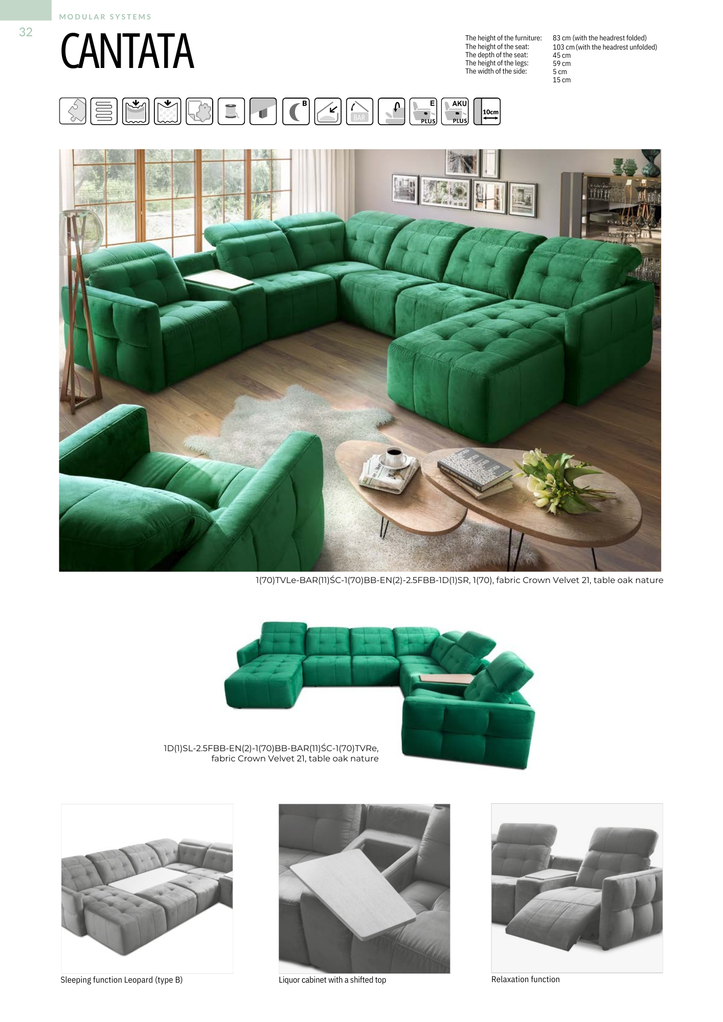 Cantata elemes kanapé