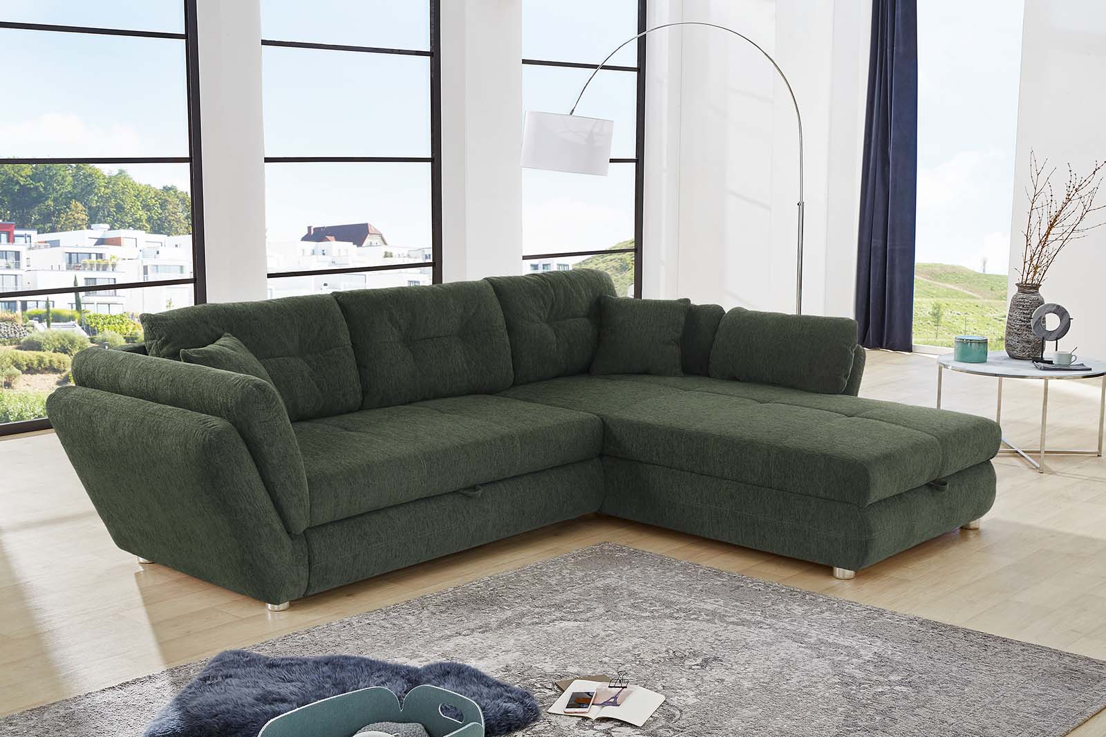 Barrie sarokkanapé (sötétzöld)