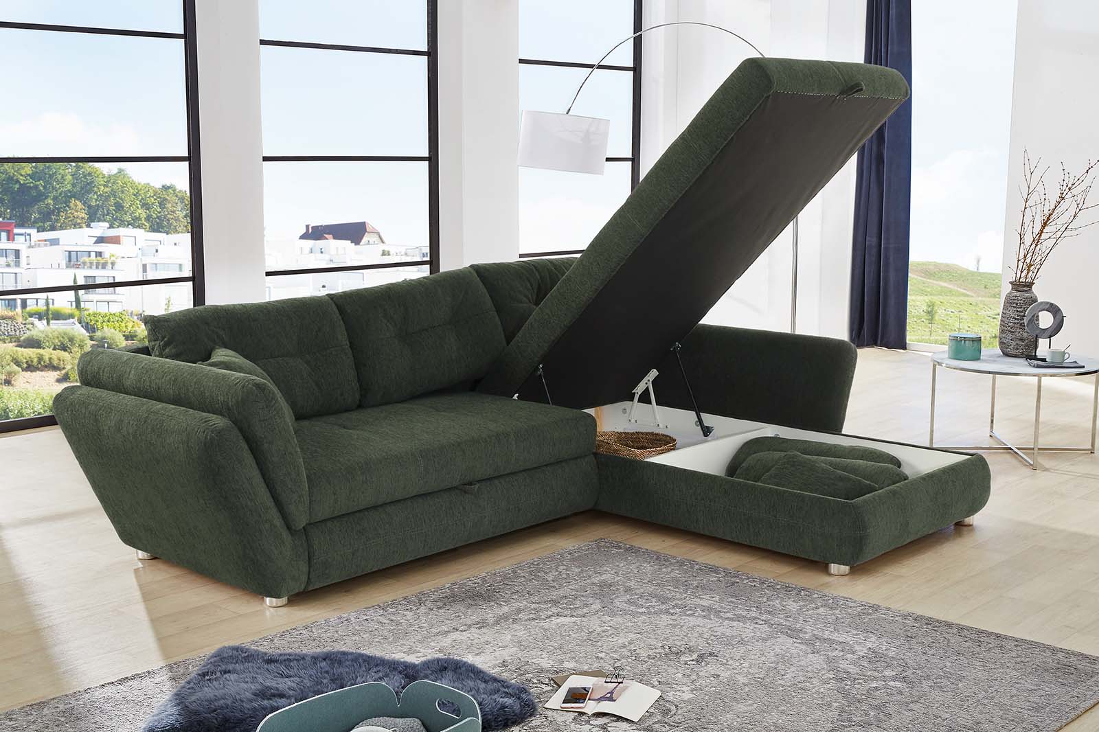 Barrie sarokkanapé (sötétzöld)