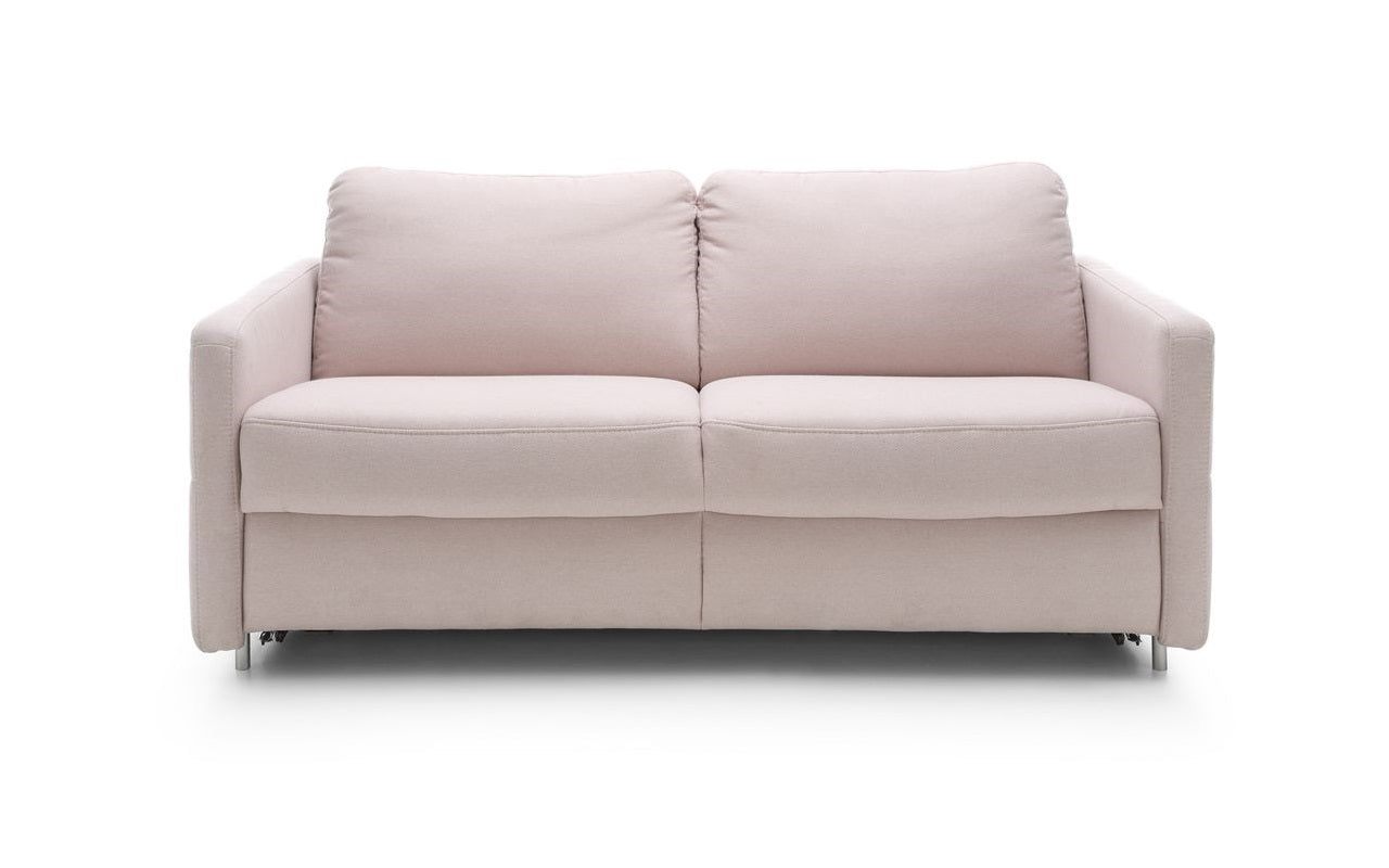 Rózsaszín szövet kétszemélyes kanapé ágyazható