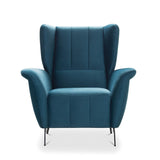 Íves karfájú kék füles fotel