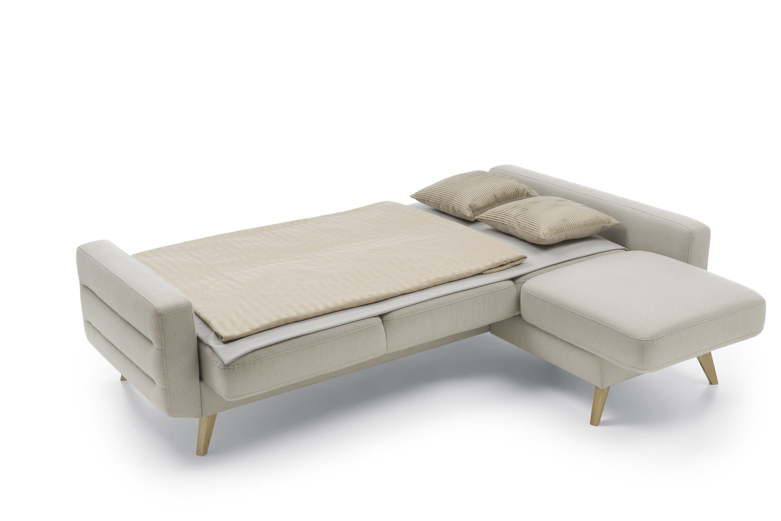 Vendégágyazható skandináv stílusú sarokkanapé.