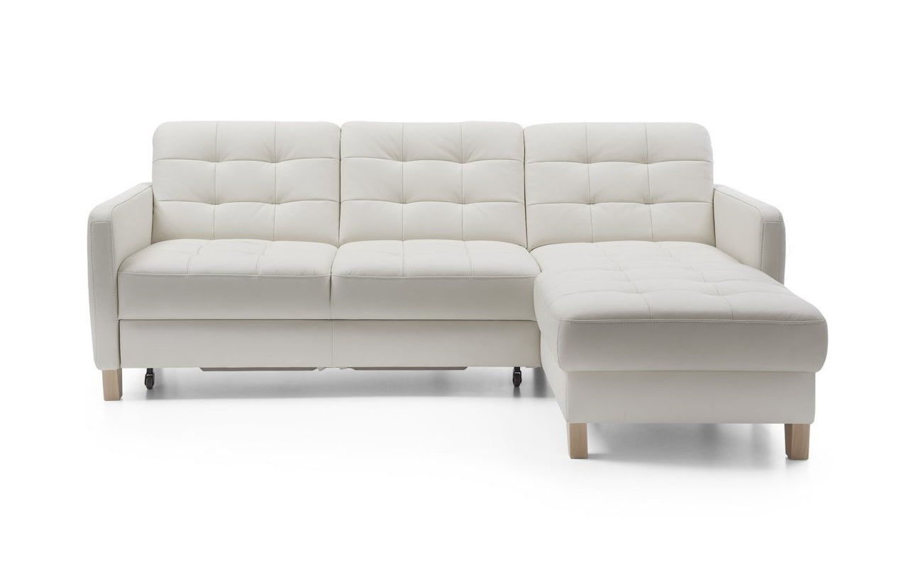 Minimalista stílusú sarokkanapé tölgy lábbal
