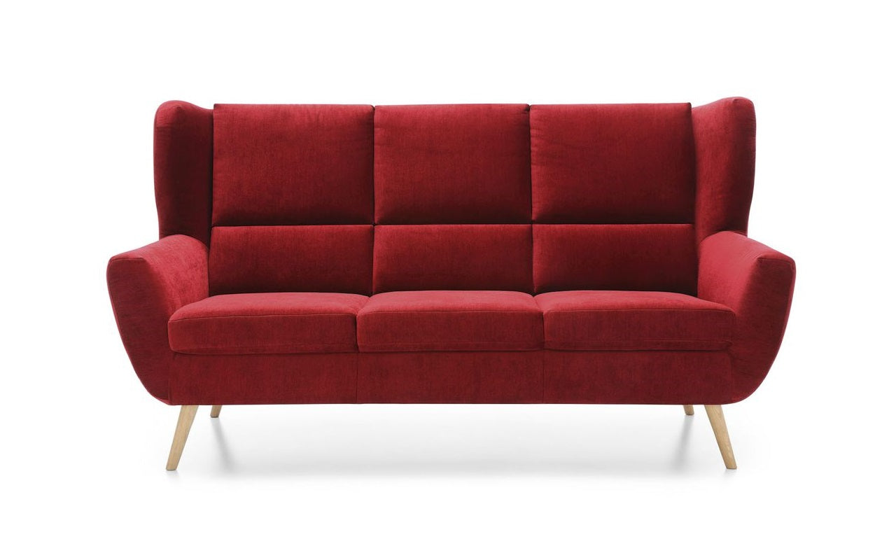 Magas háttámlás piros kanapé