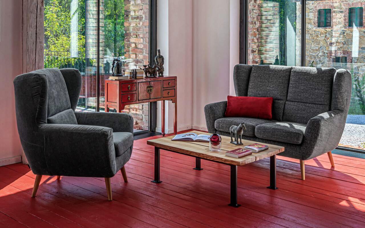 Magas háttámlás ülőgarnitúra szett, sötétszürke