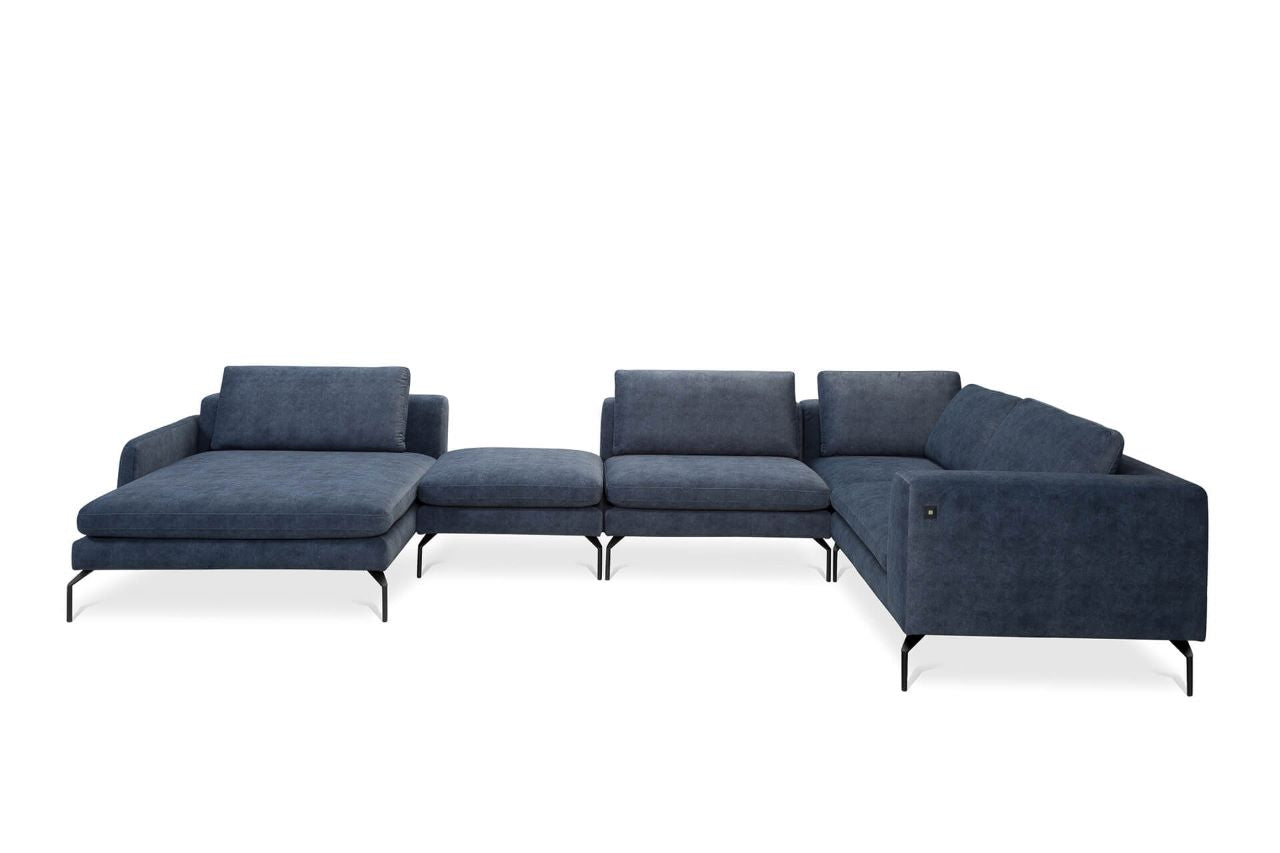 Elemekből összeállítható kanapé, ami alá befér a robotporszívó.