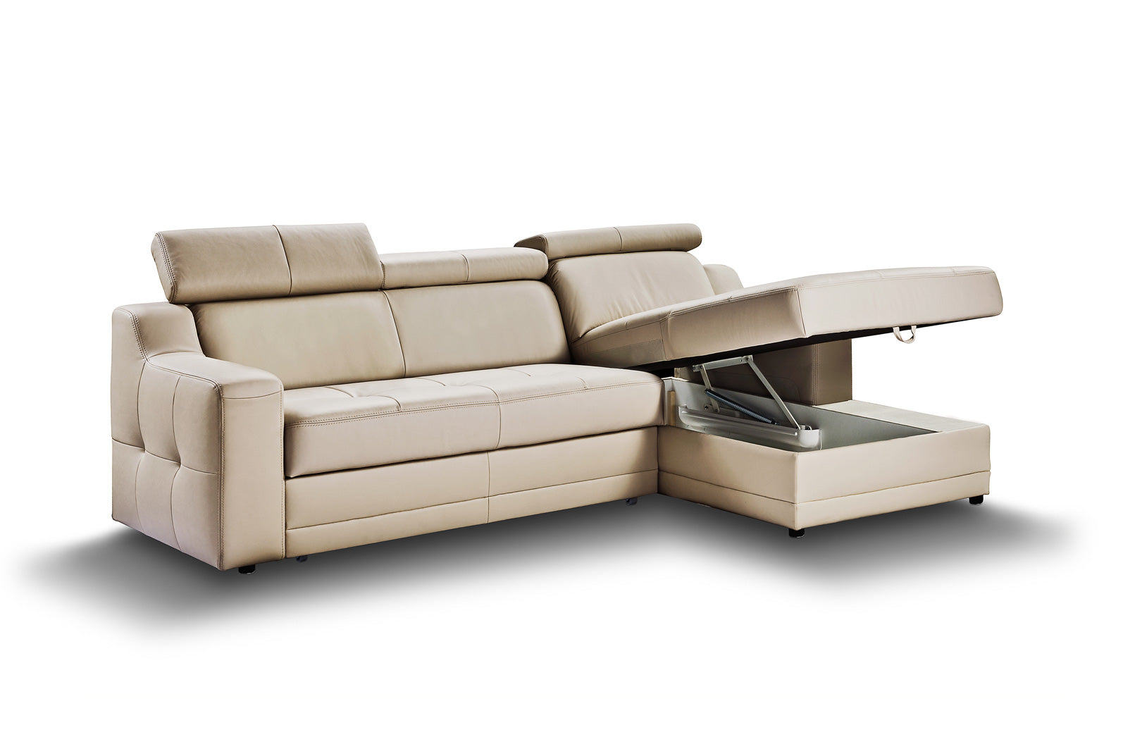 Ágyneműtartós sarokkanapé vízzel tisztítható szövettel.