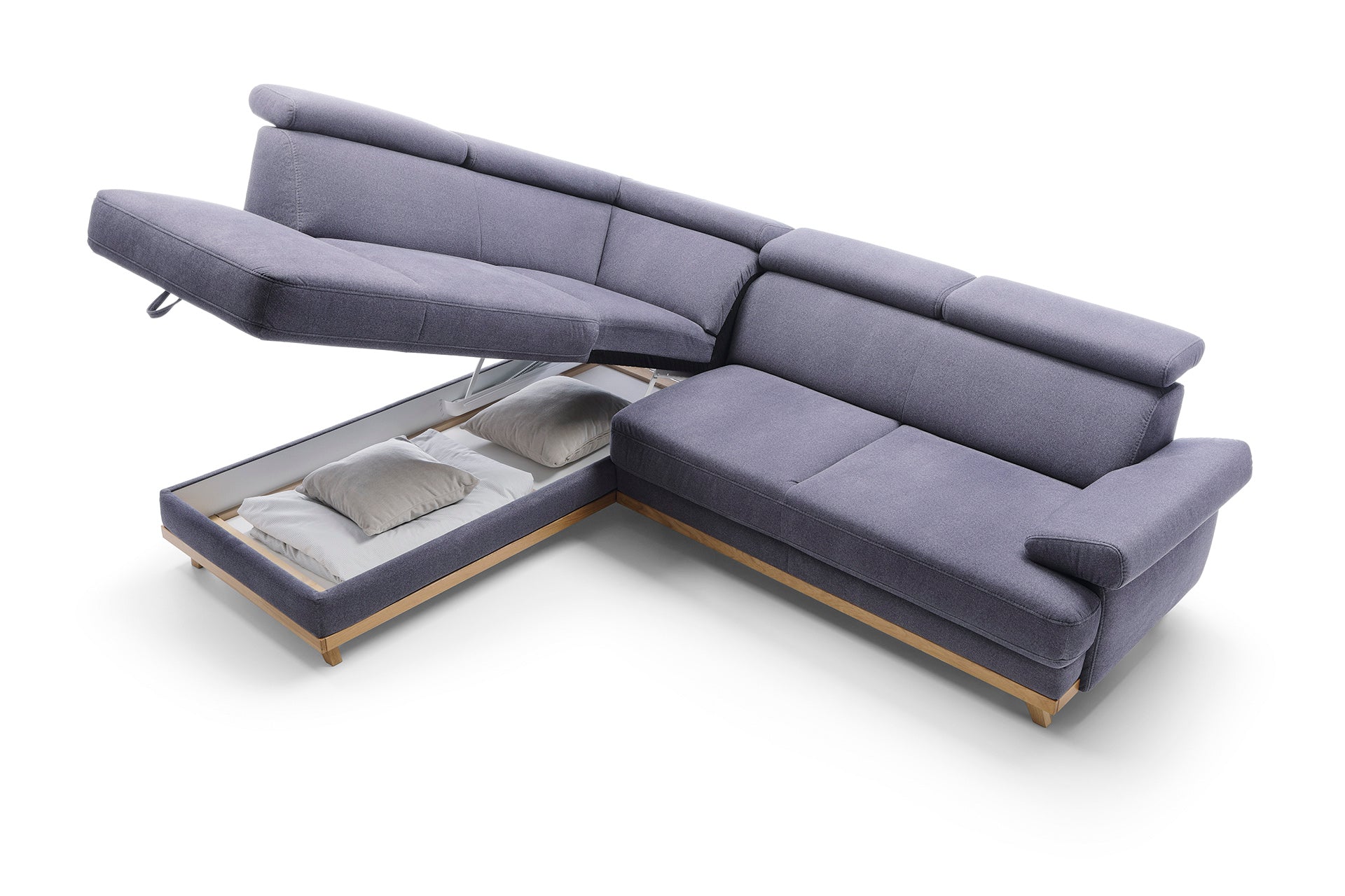 Kék ágyneműtartós sarokkanapé