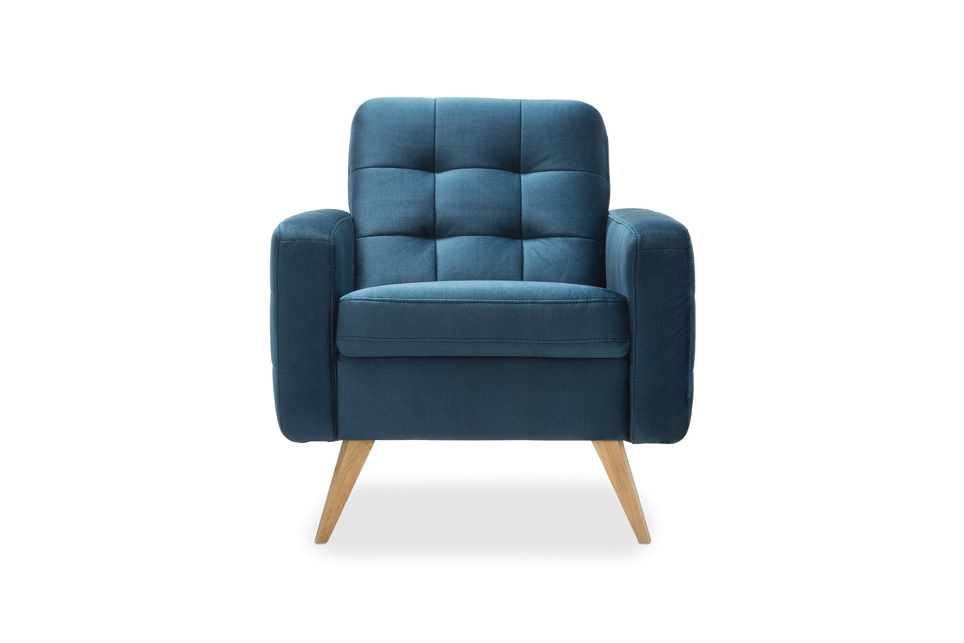 Skandináv stílusú sötétkék tűzött fotel