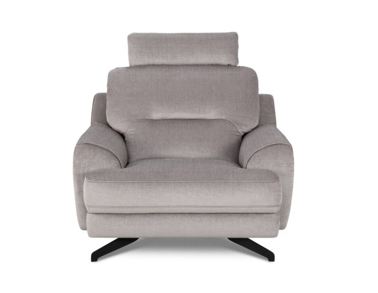 Puha szürke szövet fotel fejtámlával