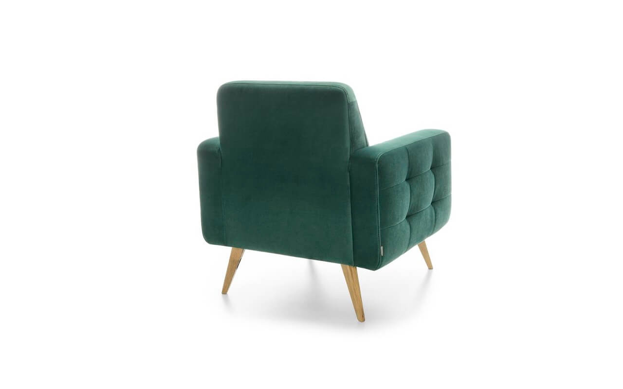 Sötétzöld szövet fotel térben is elhelyezhető