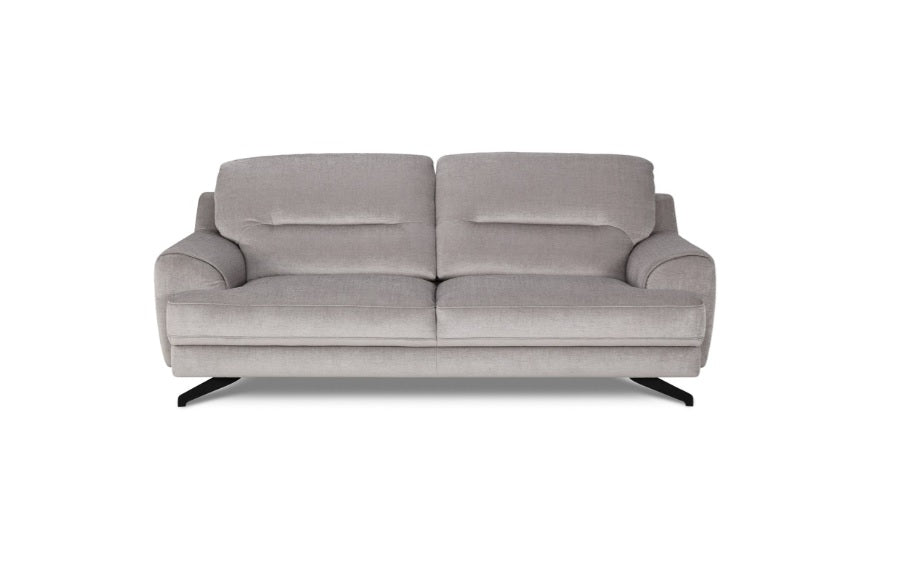 Szürke bársony kanapé fekete lábakkal