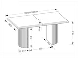 Abbott asztal, 160-250 x 90 cm