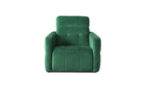 Állítható fejtámlás zöld fotel.
