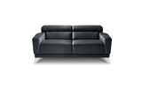 Klasszikus formájú fekete bőr kanapé