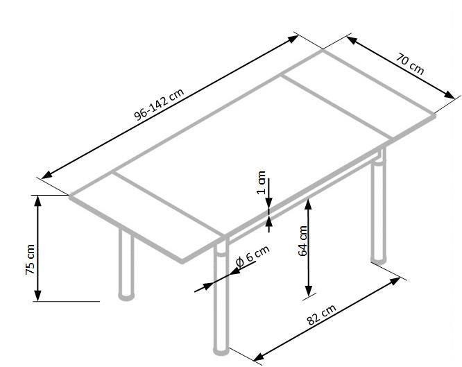 Backham II asztal (fehér), 96-142 x 70 cm - Marco Mobili Bútoráruház - Étkezőasztal