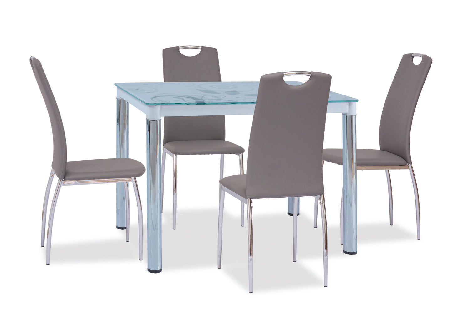 Faye II asztal (fehér-króm), 100 x 60 cm - Marco Mobili Bútoráruház - Étkezőasztal
