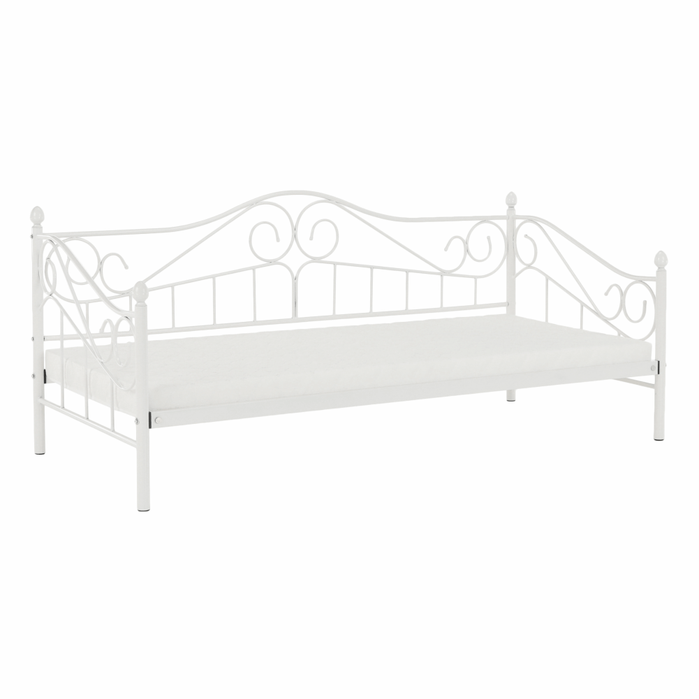Egyszemélyes romantikus ágyrács, stabil tartással fehér színben