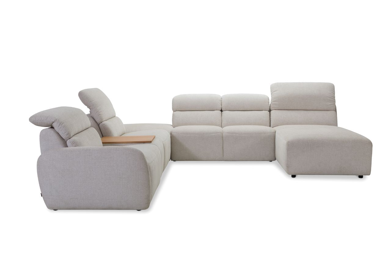 Kényelmes, bézs U alakú kanapé