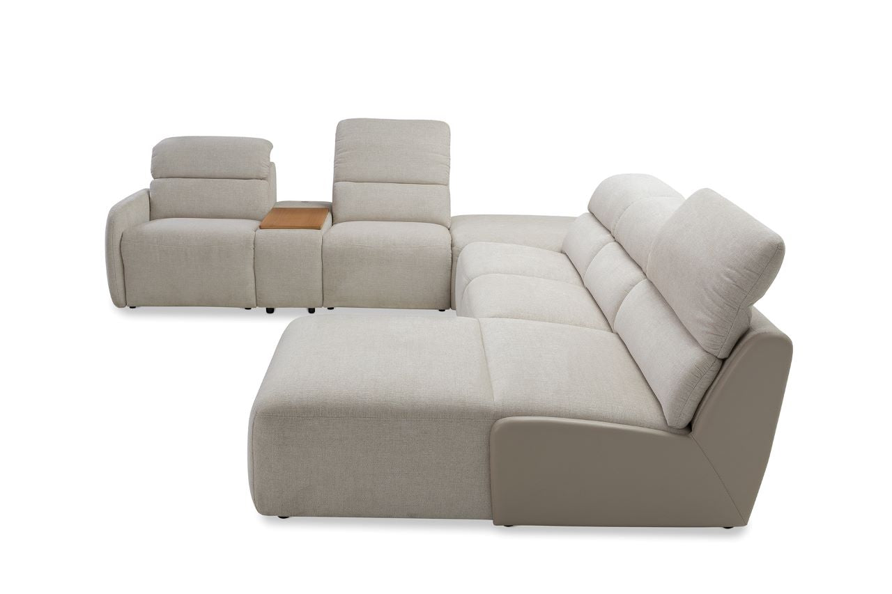 U alakú bézs kanapé állítható fejtámlával 