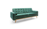 Sötétzöld skandináv stílusú  tűzött kanapé