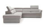 L alakú elemes kanapé állítható fejtámlával.
